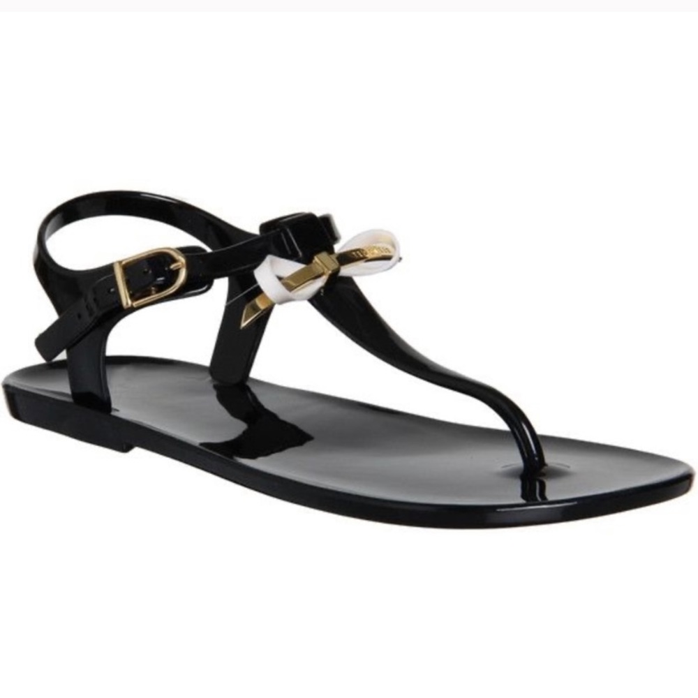 Ted Baker Verona Black Gold Bow Jelly Sandals UK 7, US 9, EU 41